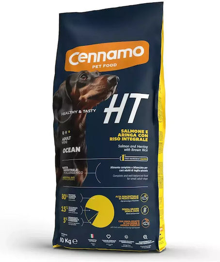 Cennamo 10kg Trockenfutter für erwachsene Hunde kleiner Rassen mit Lachs, Hering, Brauner Reis, Fleisch und Granatapfel