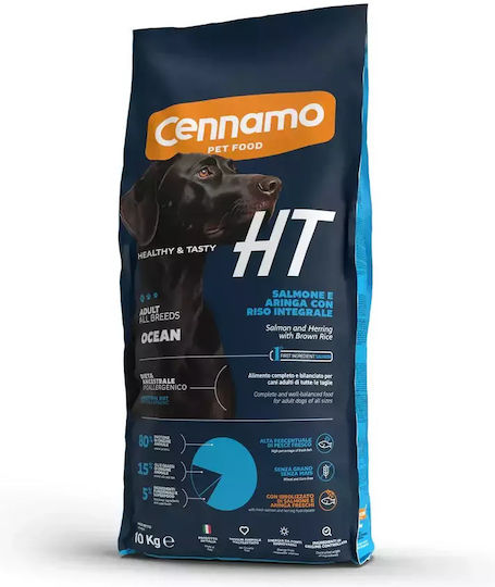Cennamo 10kg Trockenfutter für erwachsene Hunde mit Lachs, Hering, Brauner Reis, Fleisch und Granatapfel