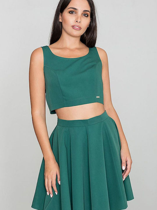 Figl Set with Mini Skirt in Green color