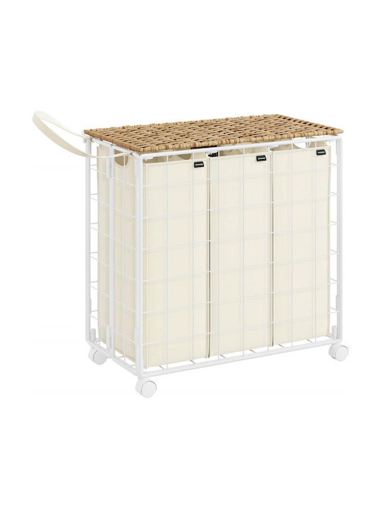 Songmics Wäschekorb aus Stoff mit Deckel 66x33x65cm Beige