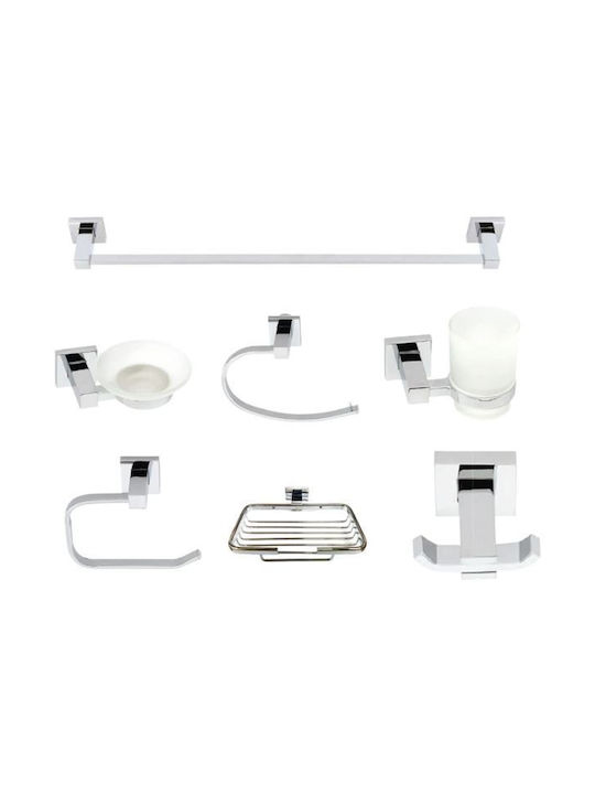 Import Hellas Wall-Mounted Металик Сребрист Бански Комплект 7 Бройки