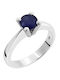 Single Stone Ring in 18K White Gold with Sapphire