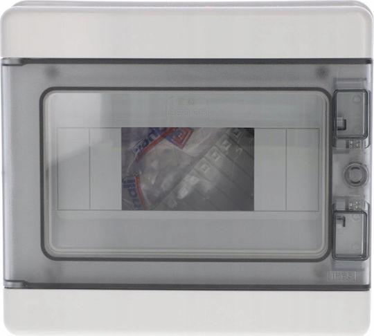 Elettrocanali Wall Mounted Fuse Box 1x8 Modular Apparatus Transparent Door Series 620 Ip65 200x180x100 N+PE Gray Rail Ec62008e