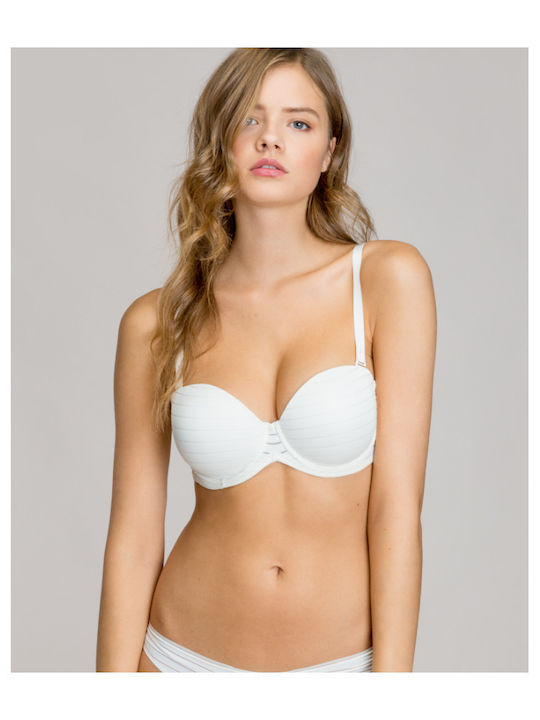 Gisela Strapless Ιβουάρ Ριγέ Μπανέλες & Ελαφριά Επένδυση Κωδ 1/0321