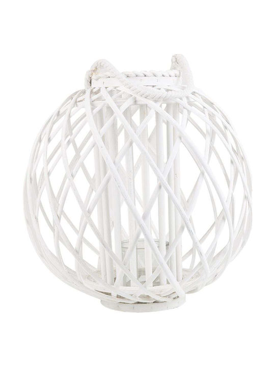 Beliani Wooden Lantern White