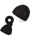 Frauen Set mit Beanie Gestrickt in Schwarz Farbe