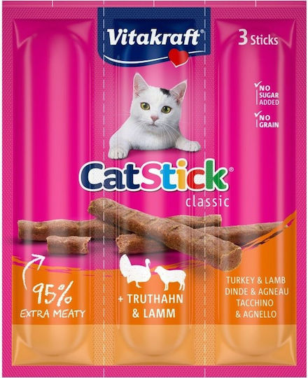 Vitakraft Λιχουδιές σε Stick με Γαλοπούλα / Αρνί για Ενήλικες Γάτες 1τμχ 18gr