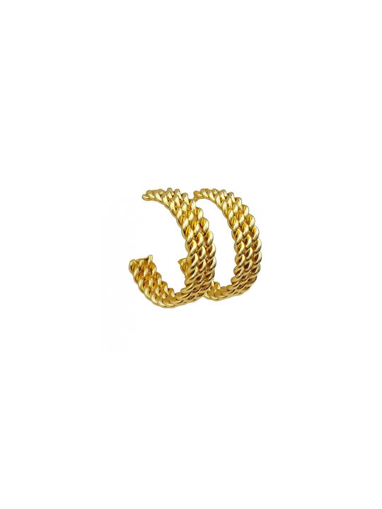 Steel Twisted Gold Hoop Earrings 32mm 1 Pair