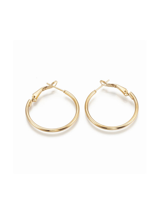 Gold Steel Hoop Earrings 40mm 1 Pair