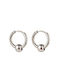 Stainless Steel Ball Hoop Earrings Silver 15mm 1 Pair