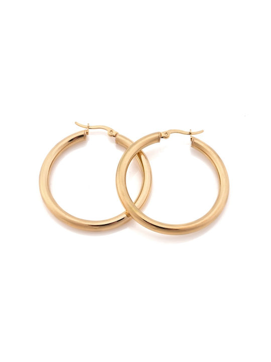 Stainless Steel Hoop Earrings Gold 42x4mm 1 pair