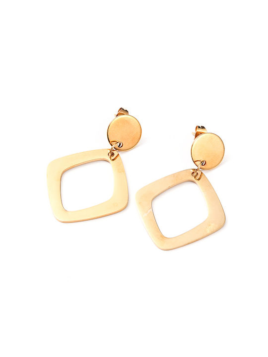 Stainless Steel Hanging Earrings Gold 46mm 1 pair