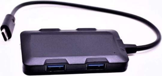 Andowl USB хъб 4 порта USB 3.0 Type-C кабел Черен Q-hu302β