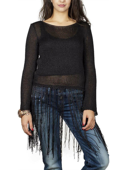 Aggel Damen Kurz Pullover Schwarz
