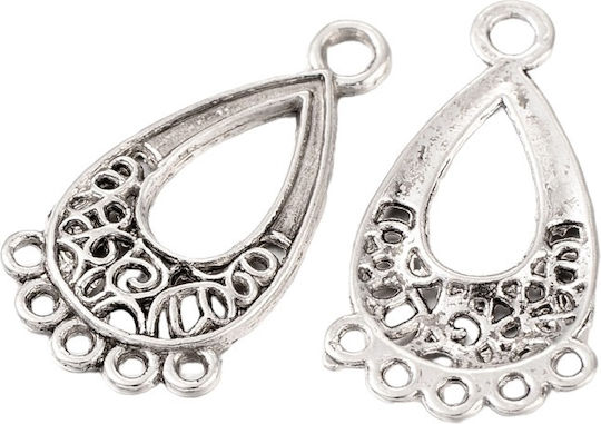 Metallic Pendant Motif for Jewelry 2.8x1.5cm. Set 20pcs