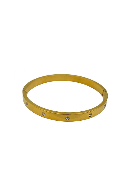 Steel Bracelet with Rhinestones Gold 6mm 1pc