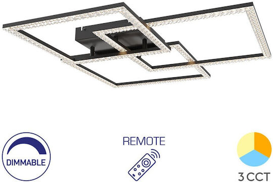 Braytron Plafonieră de Tavan Neagră cu LED Integrat și Cristale