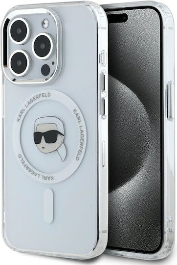 Karl Lagerfeld Karl Head Magsafe Umschlag Rückseite Gehärtetes Glas Transparent (iPhone 15 Pro Max)