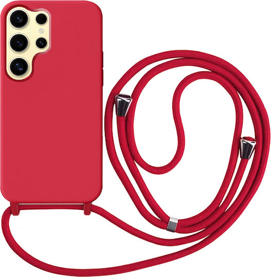 Orso Liquid Back Cover Μεταλλικό με Λουράκι Κόκκινο (Galaxy S24 Ultra)