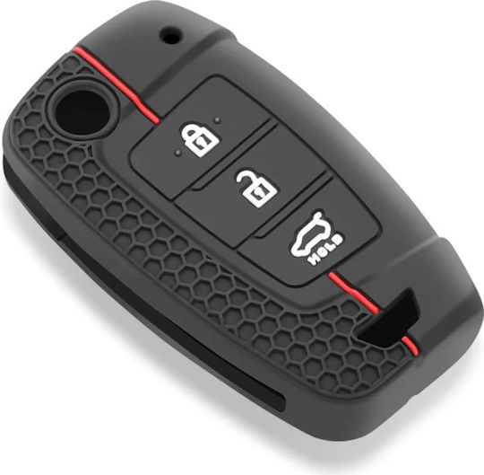 Car Key Cover Case made of with 3 Buttons for Hyundai in Black Color