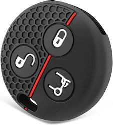 Car Key Cover Case made of with 3 Buttons for Smart in Black Color