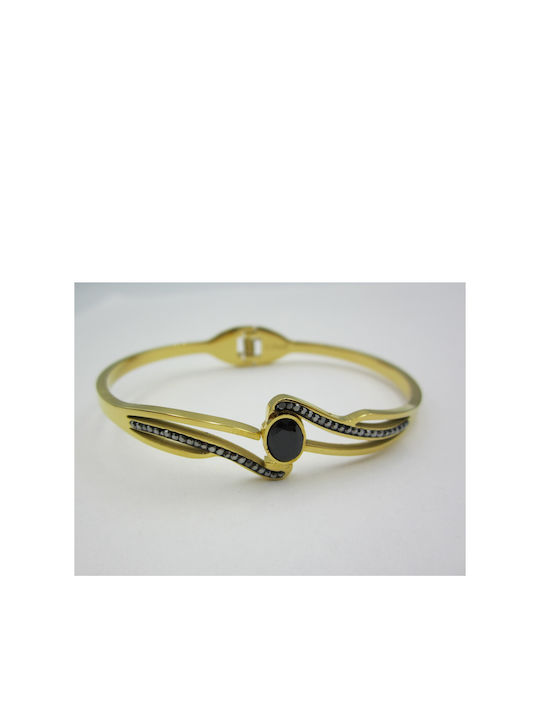 Steel Bracelet with Rhinestones Gold 8mm 1 piece