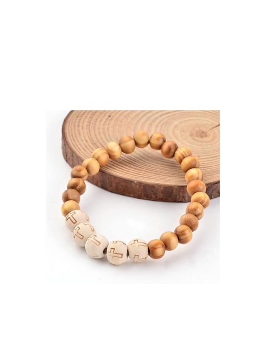 Bracelet Wooden Beads Cross 1pc