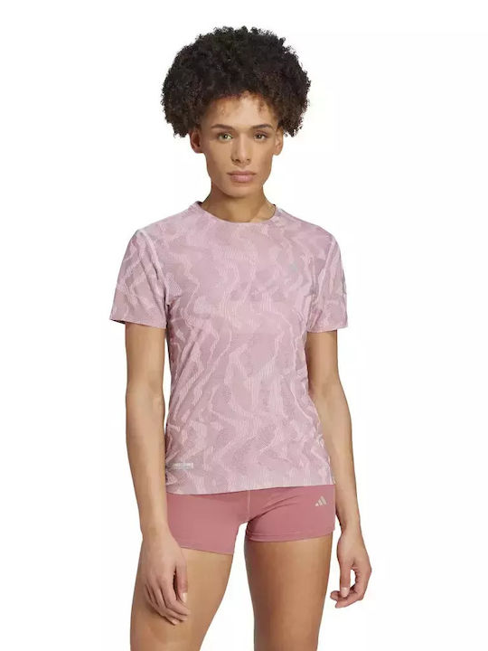 Adidas Ultimate Heat.rdy Women's Athletic Blouse Short Sleeve Pink