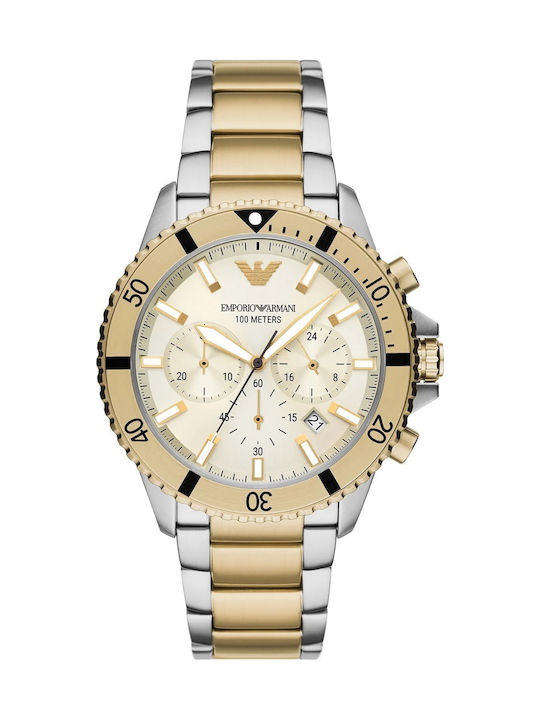 Emporio Armani Sea Explorer Ceas Barbati 43mm Cronograf Baterie cu Brățară Metalică Aurie