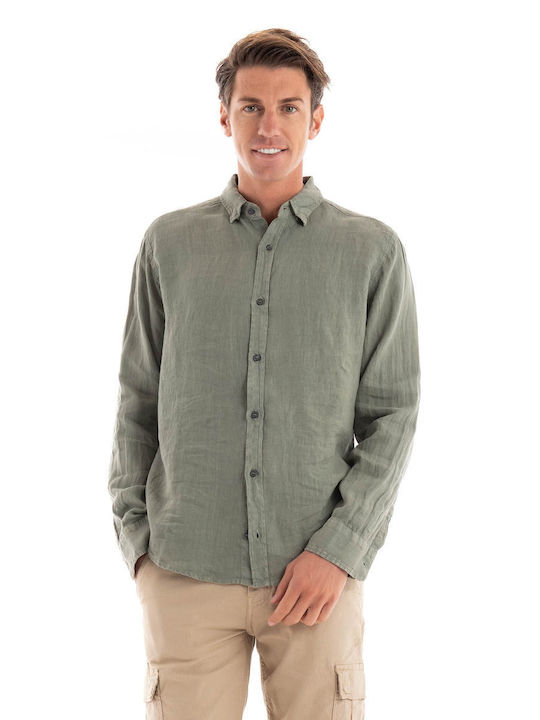 Dirty Laundry Men's Shirt Linen Olive