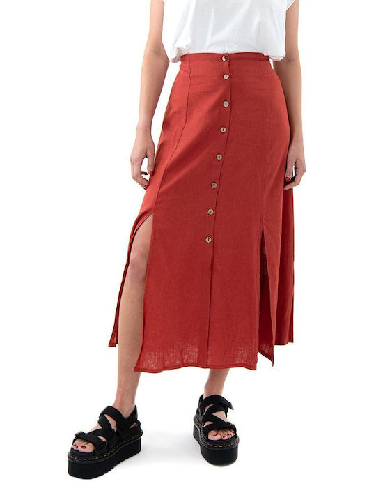 Namaste Linen Midi Skirt Chilli