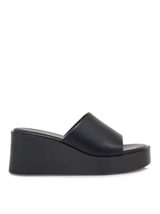 Seven Women's Synthetic Leather Platform Wedge Sandals Black