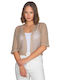 Bolero Cardigan Design Perforat 100% Bumbac Lurex Bej 13169