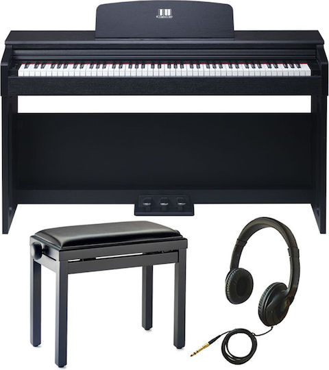 Klavier Elektrisch Aufrecht Klavier UP88 II Set mit 88 Gewichtet Tasten und Anschluss an Kopfhörer Schwarz