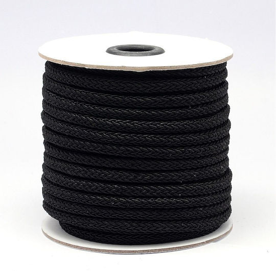 Tricotat Șiret Poliester Negru 6mm x 2.5m
