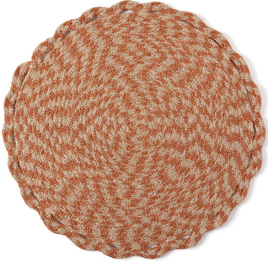 Silk Fashion Round Wicker Placemat Orange 38cm