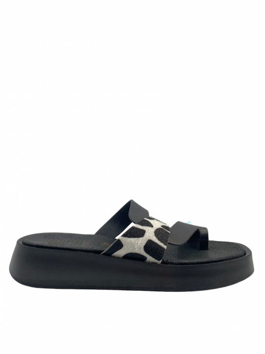 Step Shop Flatforms Leather Women's Sandals Black