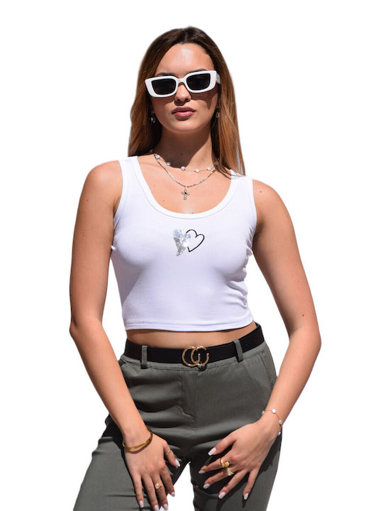 Mixray Damen Crop Top Baumwolle White