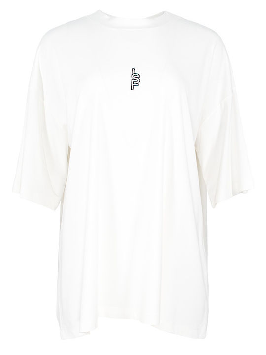 Less Sonder Feeling Damen Oversized T-Shirt White
