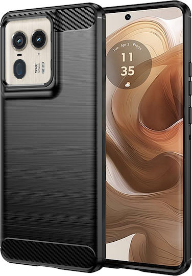 Techsuit Carbon Umschlag Rückseite Silikon Schwarz (Motorola Edge 50 Ultra)