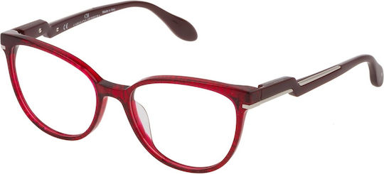 Carolina Herrera Plastic Eyeglass Frame Cat Eye Brown VHN 591M 05AC