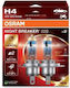 Osram Lamps Car Night Breaker H4 Halogen White 12V 55W 2pcs