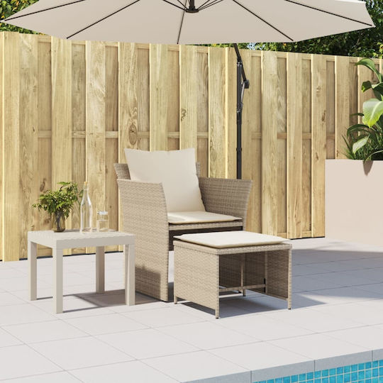 Outdoor-Sessel Rattan Beige mit Kissen 50x50x36εκ.