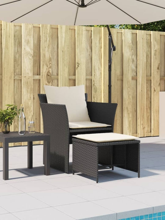 Fotoliu de exterior Rattan Negru cu pernă 50x50x36cm