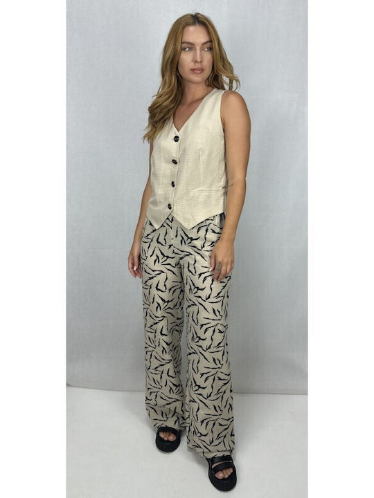 Mara's Collection Women's Fabric Trousers Leopard Animal Print