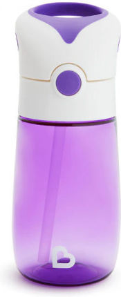 Munchkin Flip & Go Kids Silicone Water Bottle with Straw Purple 355ml