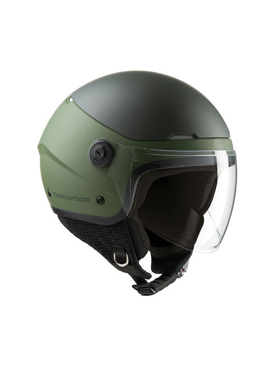 Tucano Urbano El' Pop Matt Airborne Green Cască de motocicletă Jet ECE 22.06 1250gr