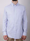 Long-sleeved Cotton Shirt Striped Light Blue