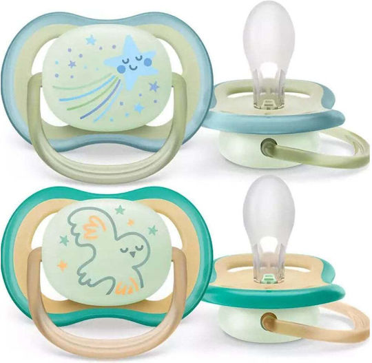 Philips Ultra Air Orthodontic Pacifiers Silicone Night Ultra Air - Blue / Green for 0-6 months 2pcs