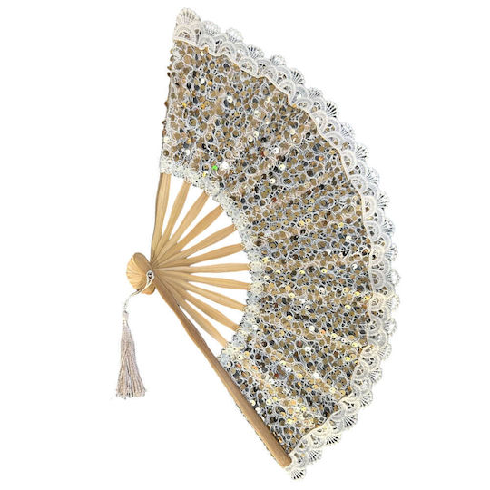 Karnevalszubehör Fan Beige aus Hölzernes mit Perlen VEN-767351